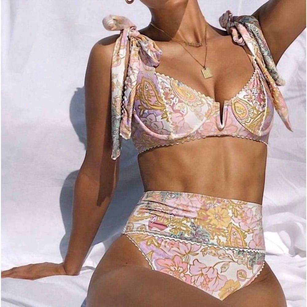 BEACH RIOT highway bikini bottom in harvest gold paisley